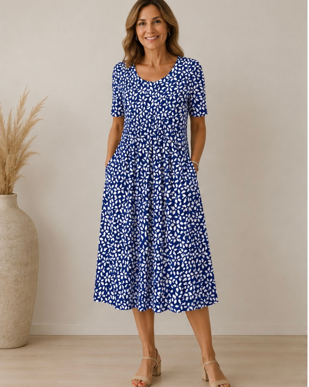 Violetta™ | Abito fluido floreale - Floreale blu