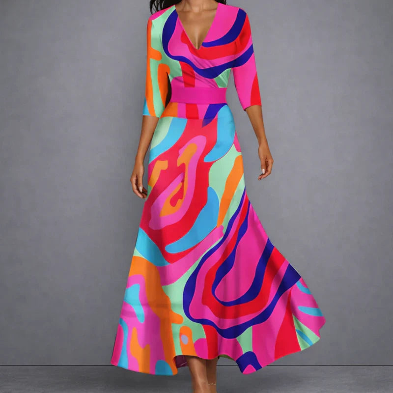 CALLA | Abito Maxi Floreale che slancia la figura con eleganza - Multicolore