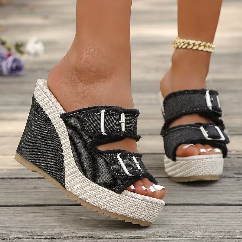 Atelier | Sandali con zeppa e bordi sfrangiati