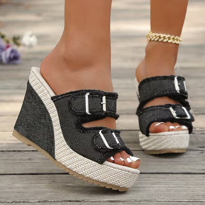 Atelier | Sandali con zeppa e bordi sfrangiati