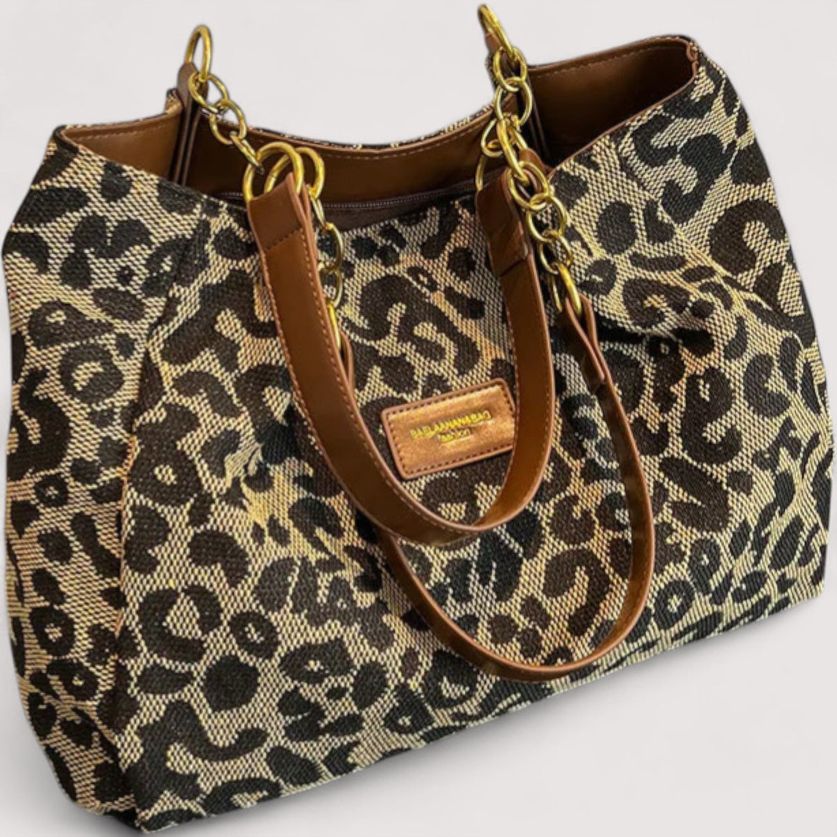 Lévrier | Canvas shopper met luipaardprint