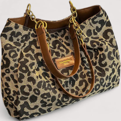 Lévrier | Canvas shopper met luipaardprint