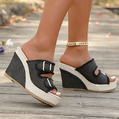 Atelier | Sandali con zeppa e bordi sfrangiati