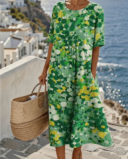 Robe midi à fleurs ampie e leggere Chérie in rosa