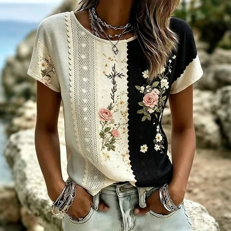 Maribel – Casual T-shirt met verfijnde bloemenprint