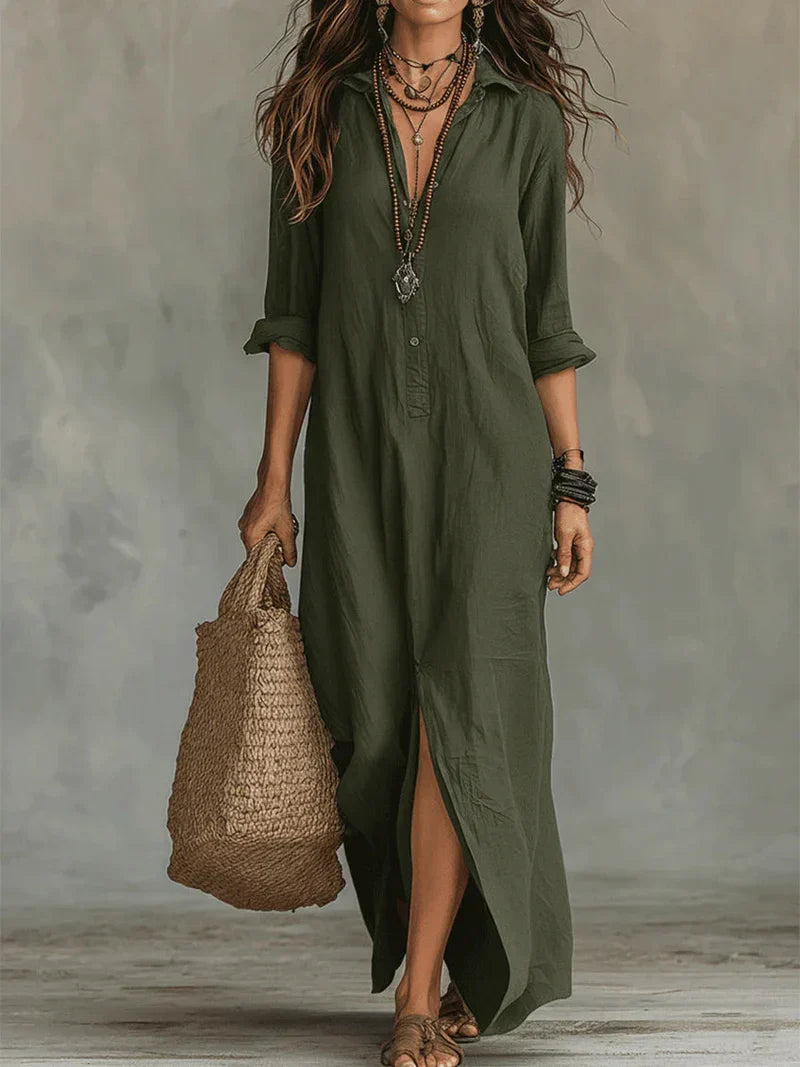 Abito Maxi WILLOW – Linea fluida che valorizza senza segnare - Grün