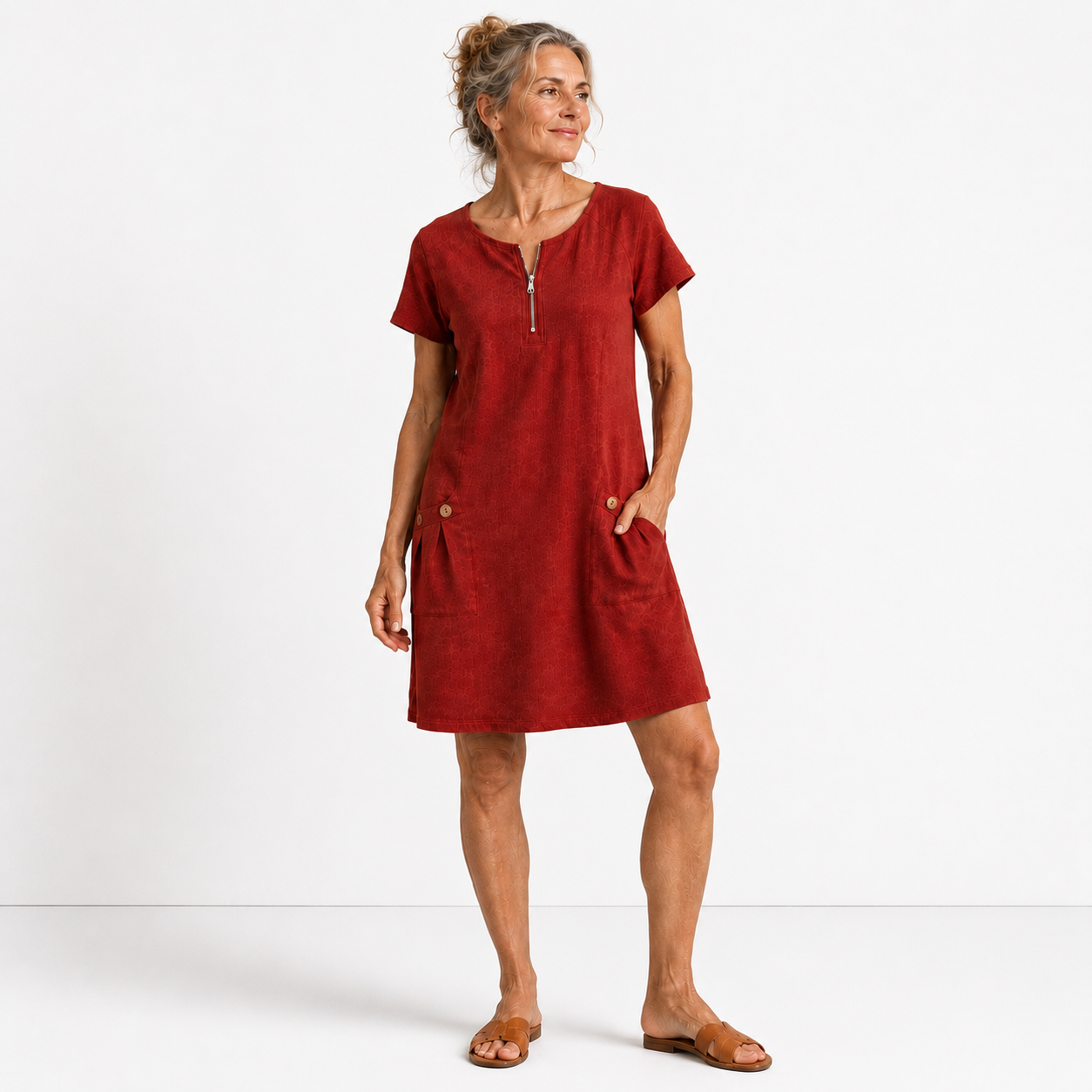 ELIANA™ | Abito pratico con zip - Rosso