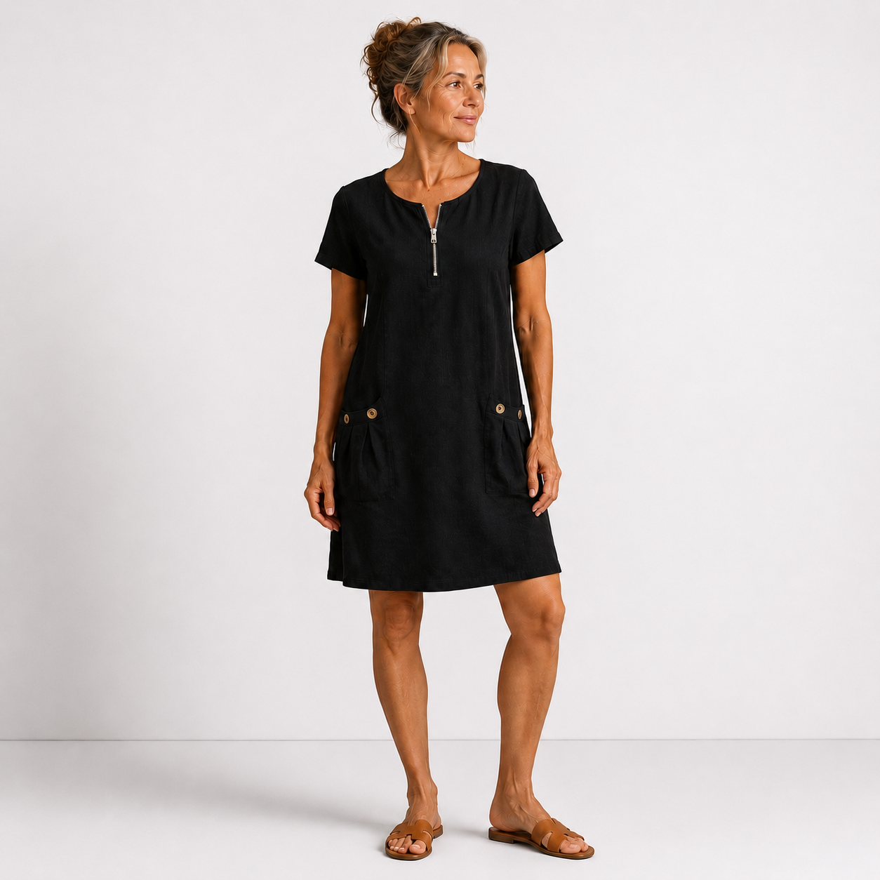 ELIANA™ | Abito pratico con zip - Nero