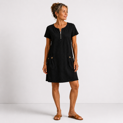 ELIANA™ | Abito pratico con zip - Nero
