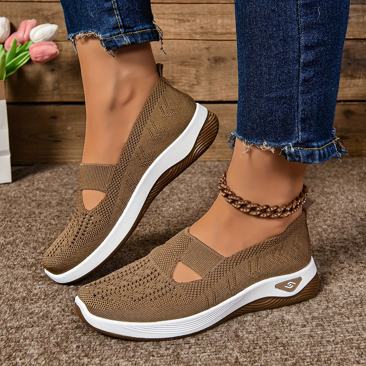Scarpe comode ortopediche antiscivolo con soletta inclusa - Marrone