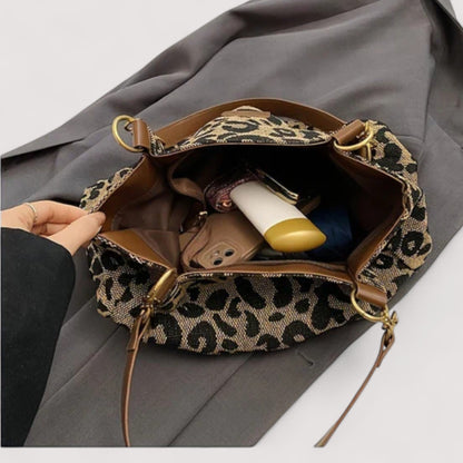 Lévrier | Canvas shopper met luipaardprint