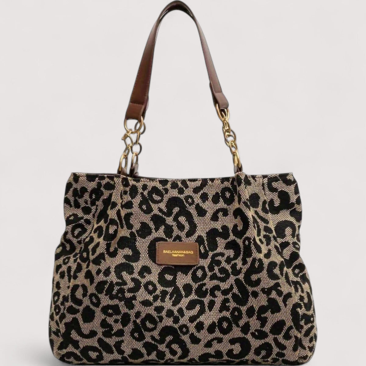 Lévrier | Canvas shopper met luipaardprint