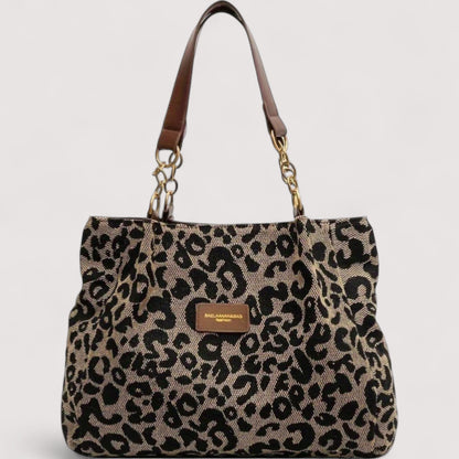 Lévrier | Canvas shopper met luipaardprint