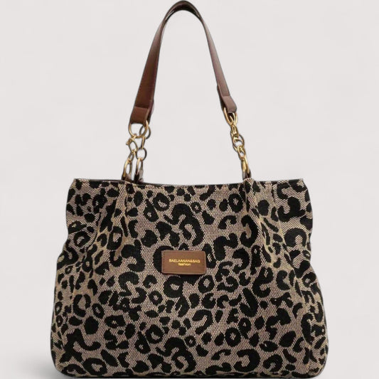 Lévrier | Canvas shopper met luipaardprint