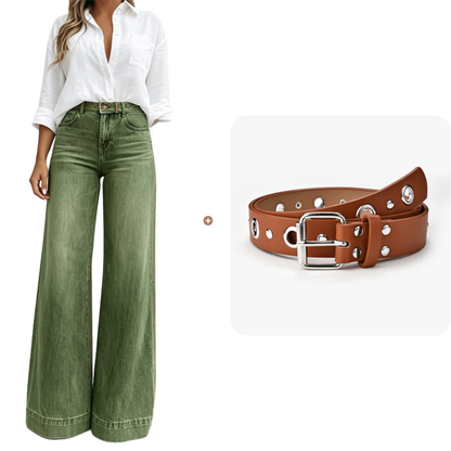 🔥50% rabatt! 👖 Vintage högmidjade bredbenta jeans – benförlängande, bekväm passform, enkel att styla dag som kväll. ✨