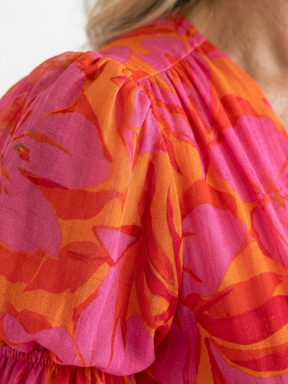 Willow | Abito midi floreale con scollo a V e maniche a sbuffo