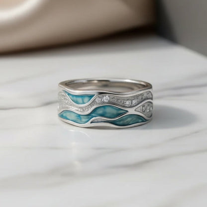 Anello Onda con Pietra Turchese