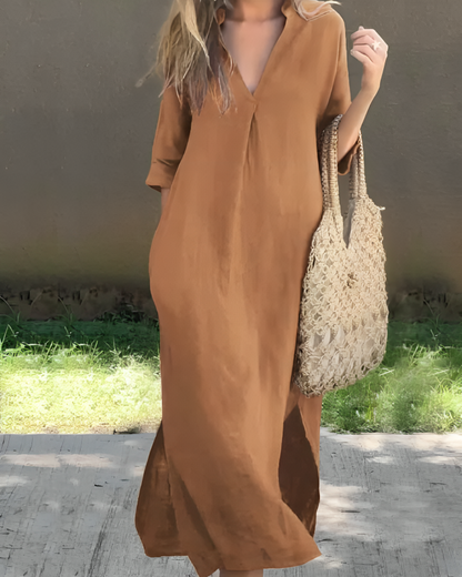 Abito lungo elegante Chloe - Kaki