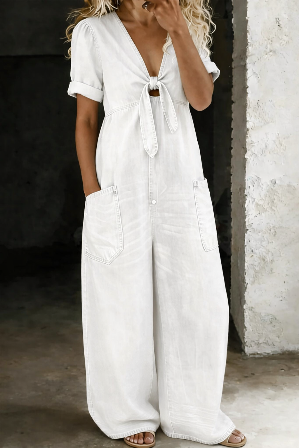Maya | Tuta in denim con scollo a V