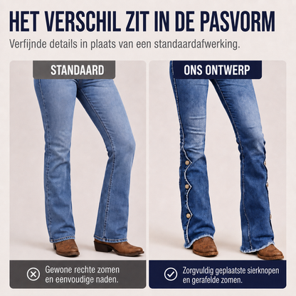 Marielle | Hoog getailleerde bootcutjeans met stretch en sierknopen