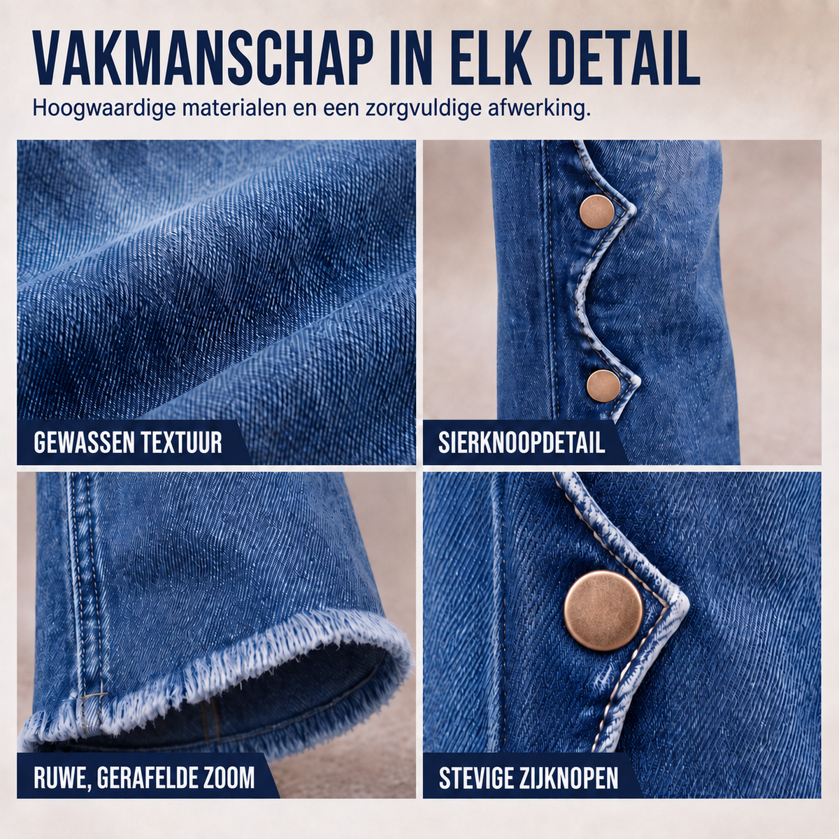 Marielle | Hoog getailleerde bootcutjeans met stretch en sierknopen