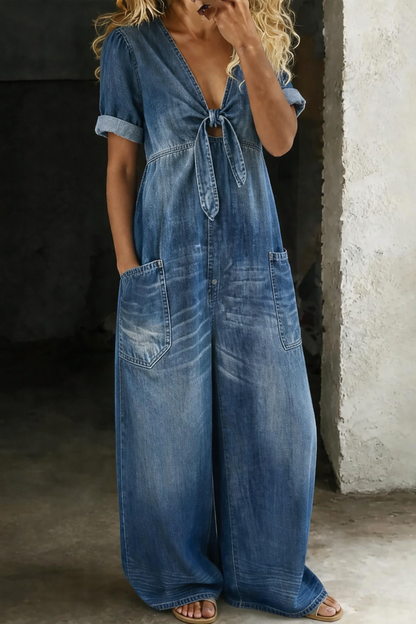 Maya | Tuta in denim con scollo a V