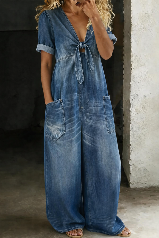 Maya | Tuta in denim con scollo a V