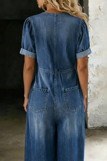 Maya | Tuta in denim con scollo a V