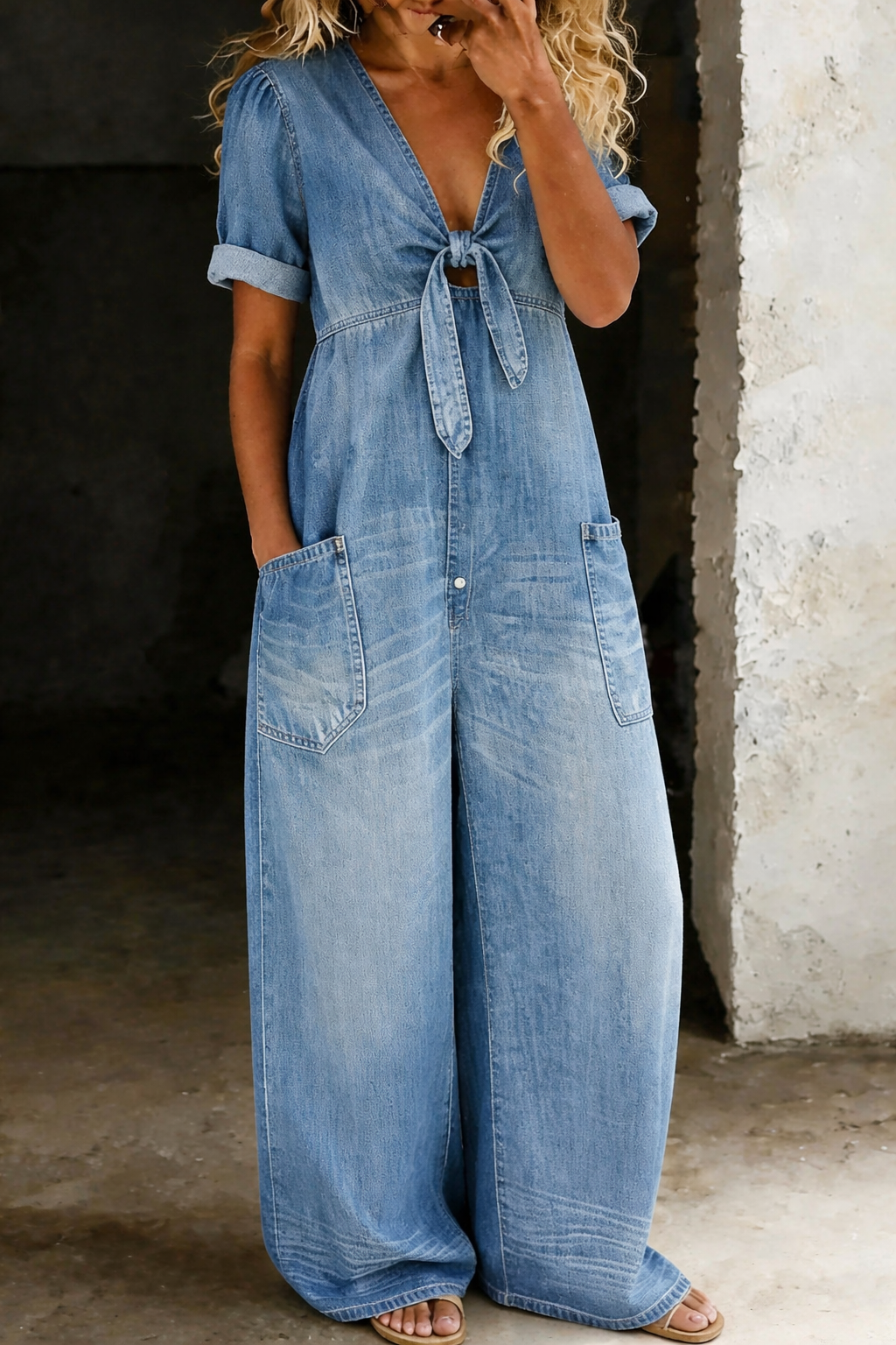 Maya | Tuta in denim con scollo a V