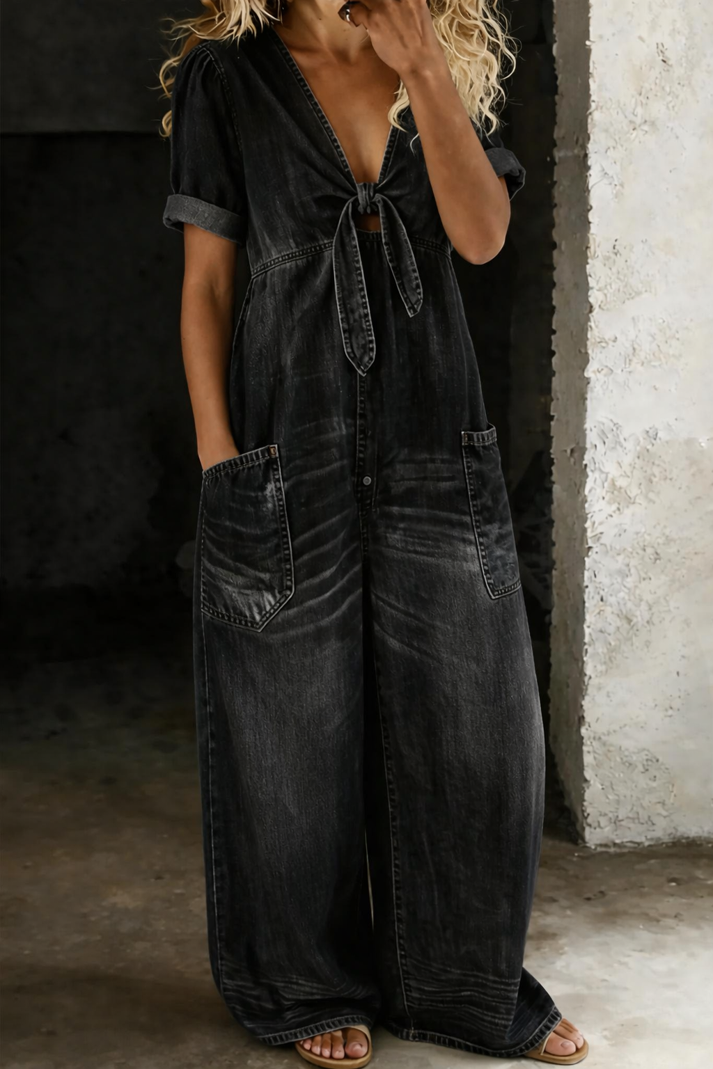 Maya | Tuta in denim con scollo a V