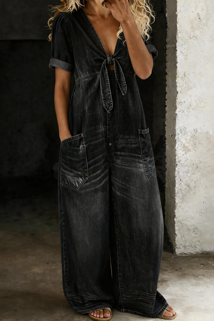 Maya | Tuta in denim con scollo a V
