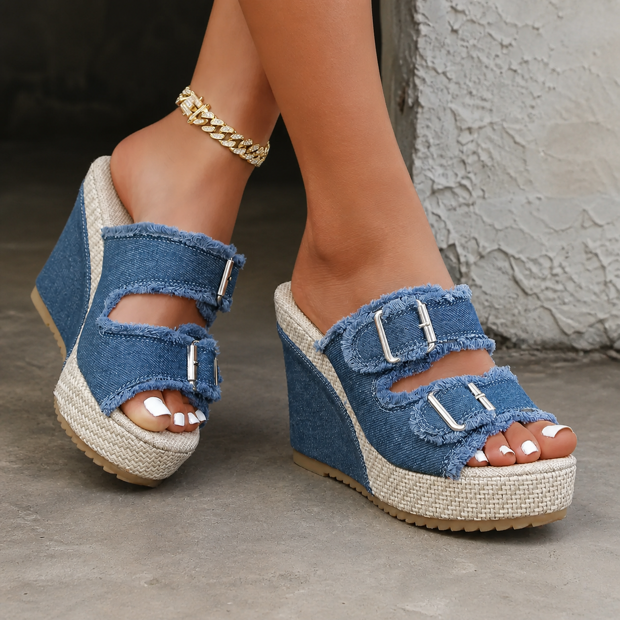 Atelier | Sandali con zeppa e bordi sfrangiati