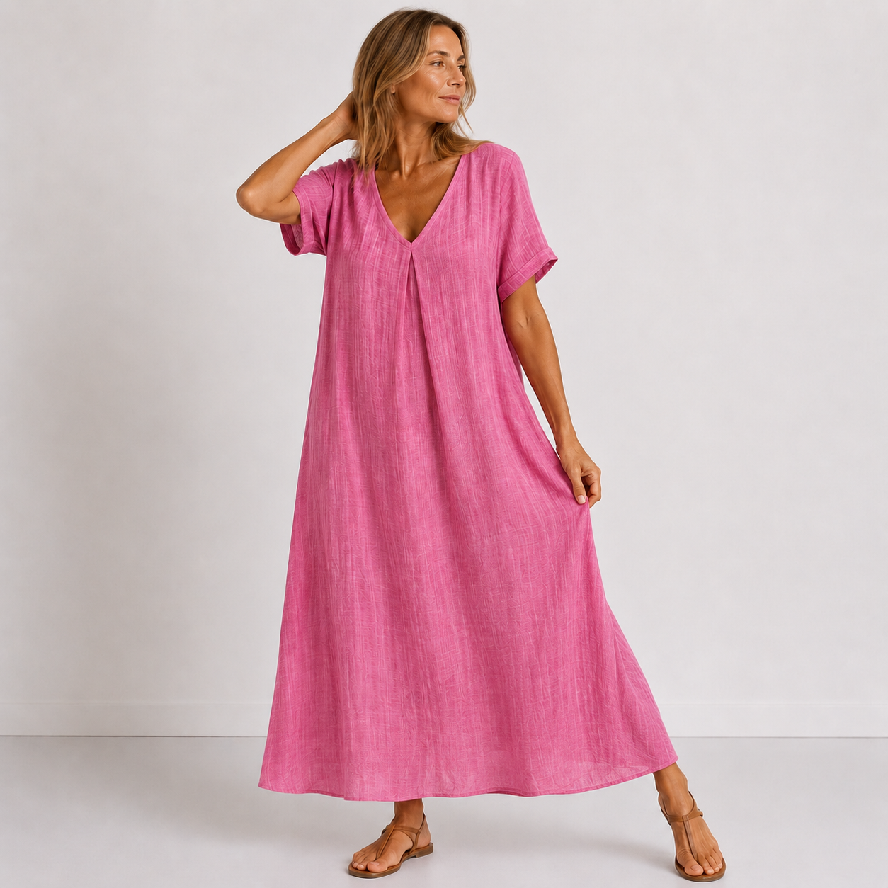 Violette – Abito lungo fluido - Rosa