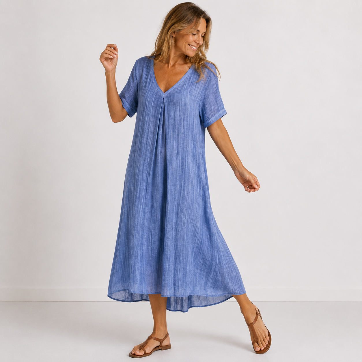 Violette – Abito lungo fluido - Blu