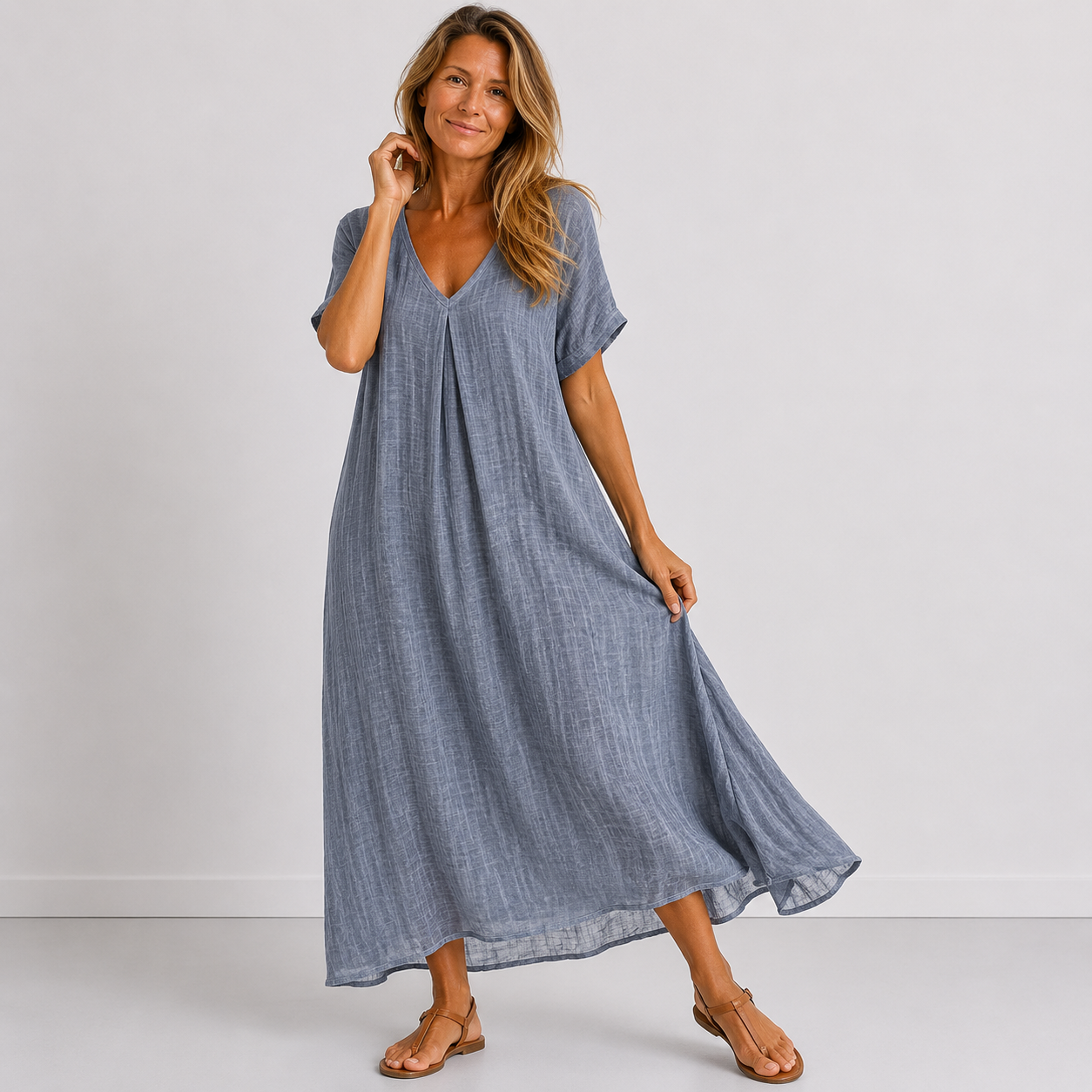 Violette – Abito lungo fluido - Grigio