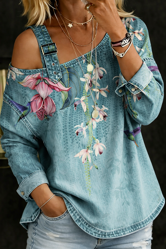 Danielle | Top in denim a spalle scoperte