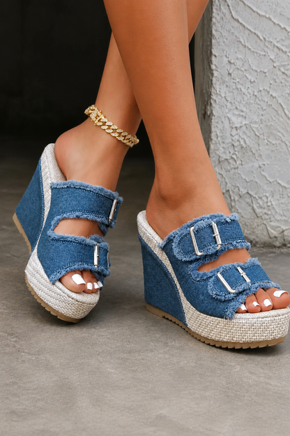 Atelier | Sandali con zeppa e bordi sfrangiati