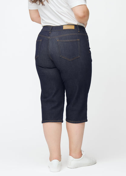 Ingrid – Donkerblauwe Caprijeans met Rechte Pasvorm
