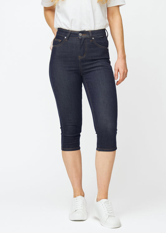 Annelies – Donkerblauwe Skinny Caprijeans met Stretch