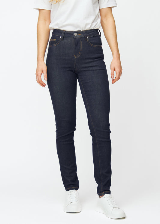 Marijke – Donkerblauwe Slim-Fit Stretchjeans met Hoge Taille