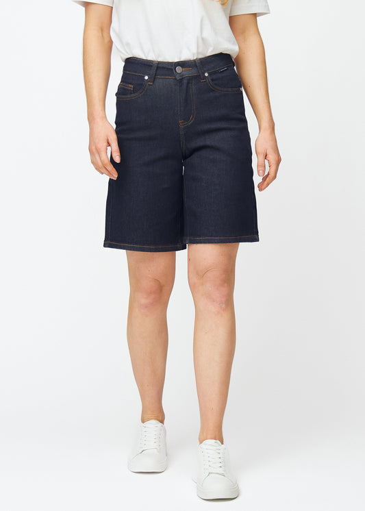 Martine – Donkerblauwe Losvallende Denimbermuda