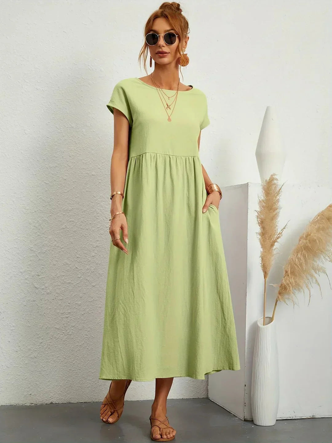 Gabrielle™ — Abito midi fluido ed elegante - Verde menthe