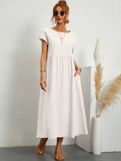 Gabrielle™ — Abito midi fluido ed elegante - Bianco