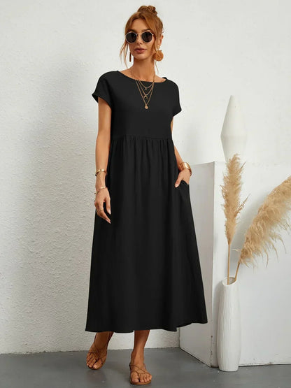 Gabrielle™ — Abito midi fluido ed elegante - Nero