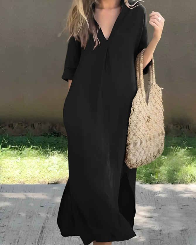 Abito lungo elegante Chloe - Nero