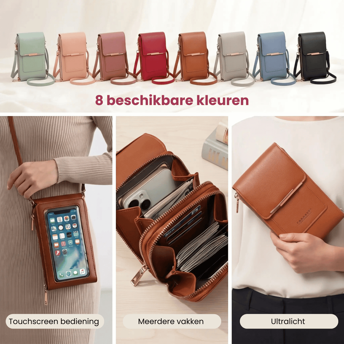 Nova | 2-in-1 telefoontasje met touchscreenvenster