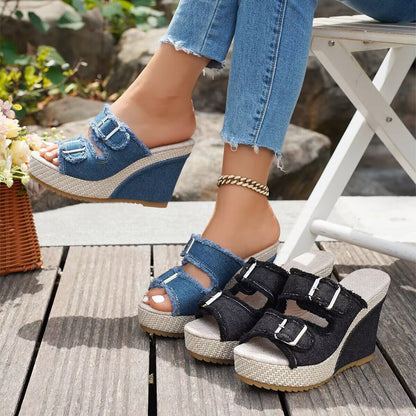 Atelier | Sandali con zeppa e bordi sfrangiati