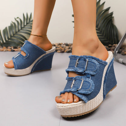 Atelier | Sandali con zeppa e bordi sfrangiati