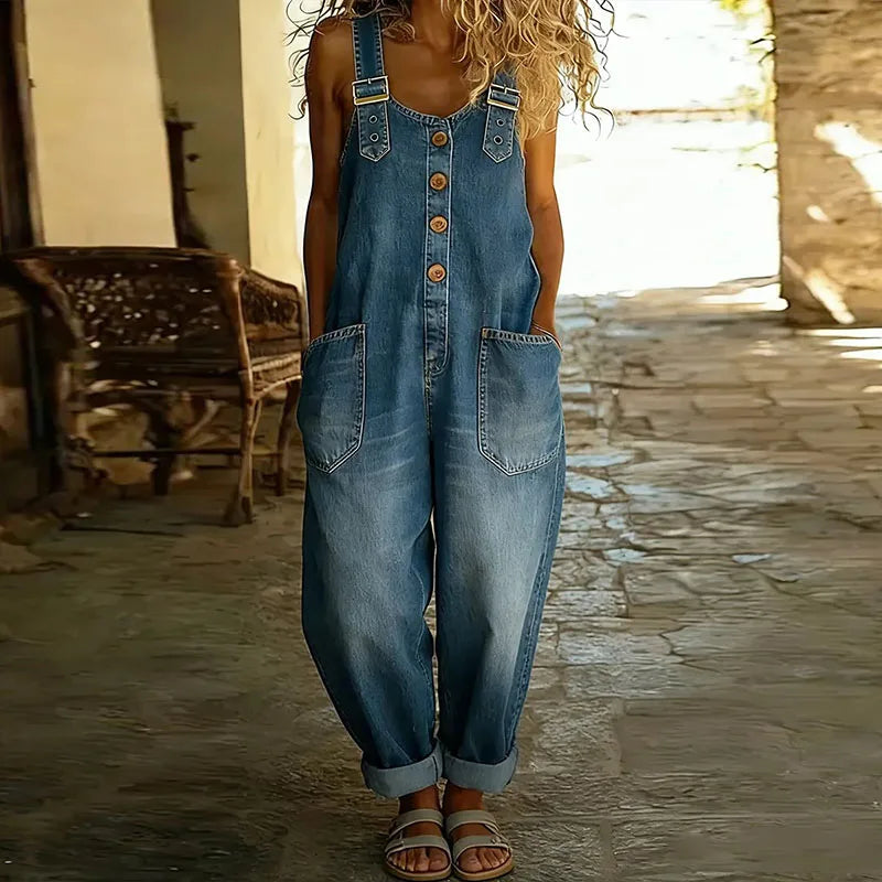 Marie | Salopette vintage in morbido cotone effetto denim