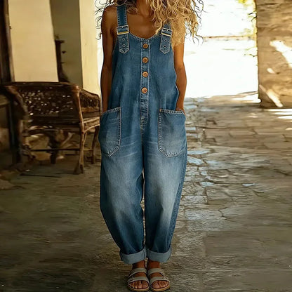 Marie | Salopette vintage in morbido cotone effetto denim